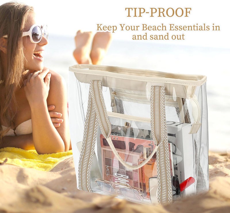 Fammart Clear Beach Bag for Women, Clear Tote Bag with Zipper for Stadium Events, Sports, Concerts, Work - Image 5